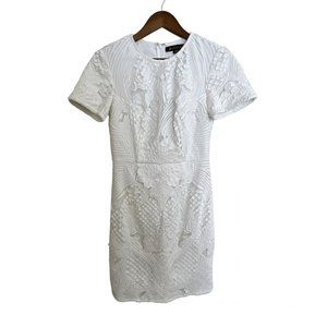 Anthropologie Pankaj & Nidhi Joelle Dress 0P Ivory Short Sleeve Applique